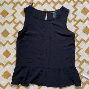Black silk like peplum tank